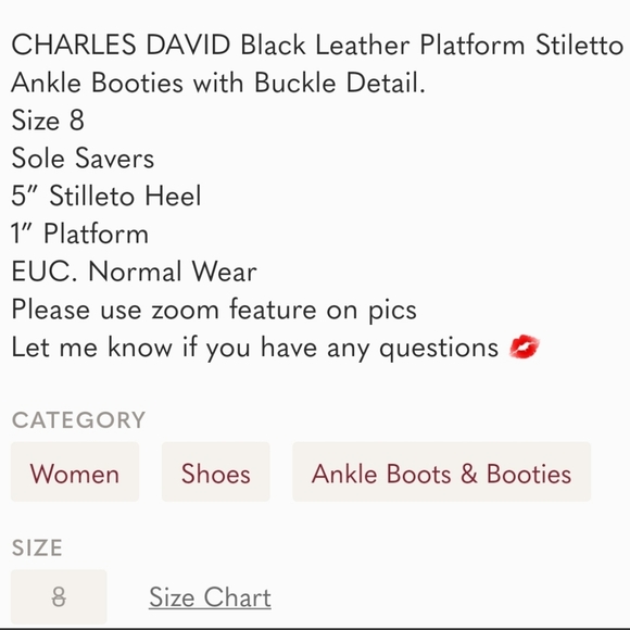 Charles David Black Moto Style Booties with buckles Size 8 - Picture 9 of 9